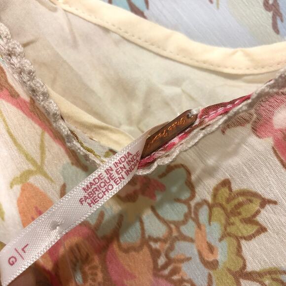 Free People Love To Love Floral Mini Dress Ivory Size L - Picture 6 of 7